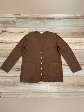 J Crew Giselle V Neck Sweater Blazer SZ Small Brown Merino Wool Blend BV316